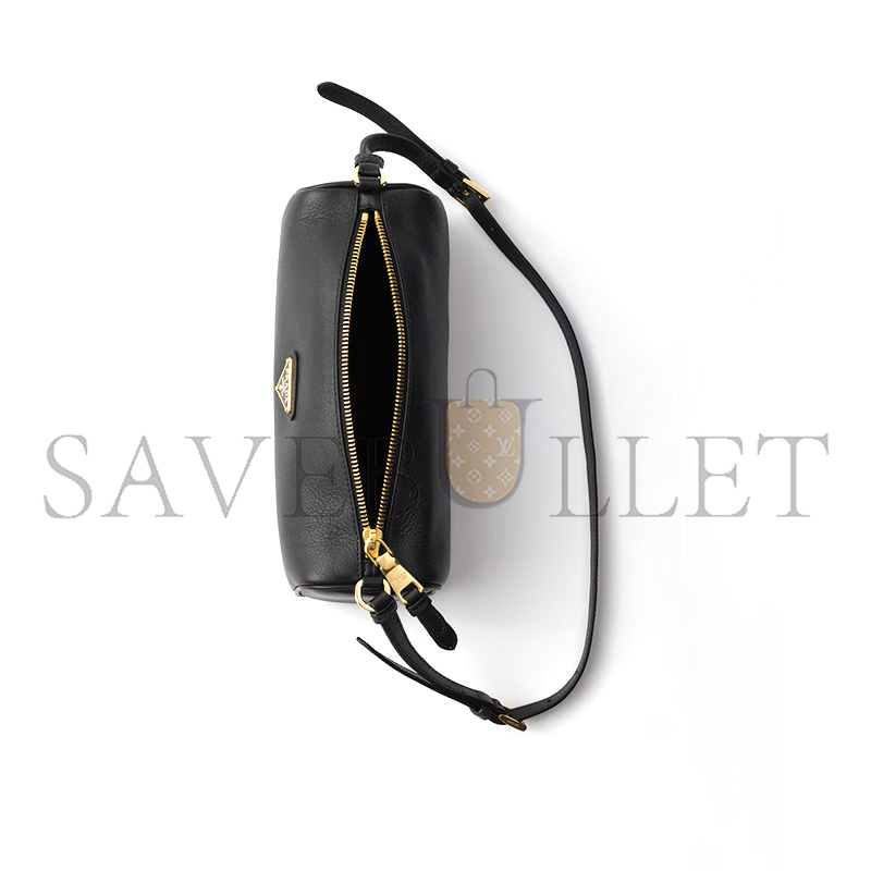 Pra*a leather pouch 1bc239 (22*9*7.5cm)